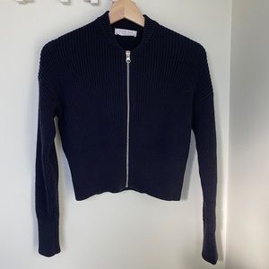 Everlane Cropped Zip Up Sweater Black